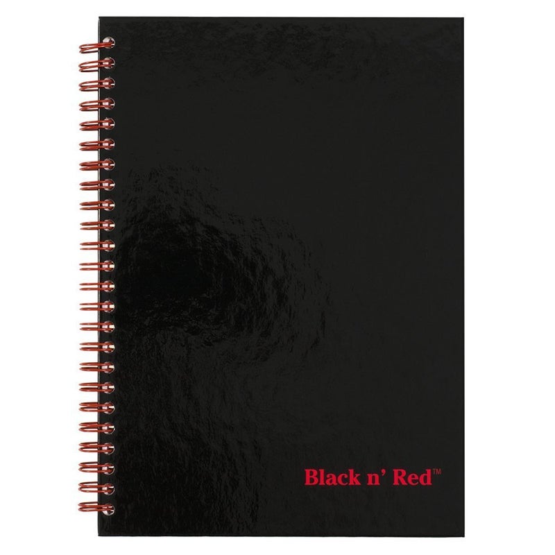 Black n' Red Twin Wire Hardcover Notebook, 8-1/4" x 5-7/8", Black/Red, 70 Ruled Sheets, Sold as 5 Pack (L67000) - Image 2